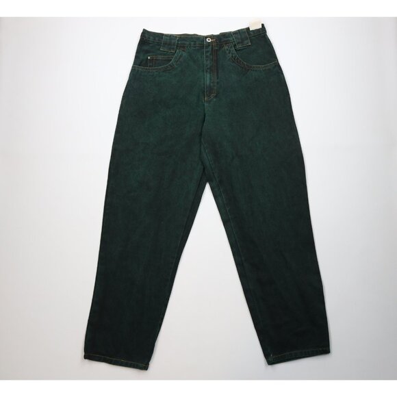Deadstock Vtg 90s Streetwear Mens 36x34 Baggy Acid Wash Skateboard Jeans Green - Picture 1 of 13